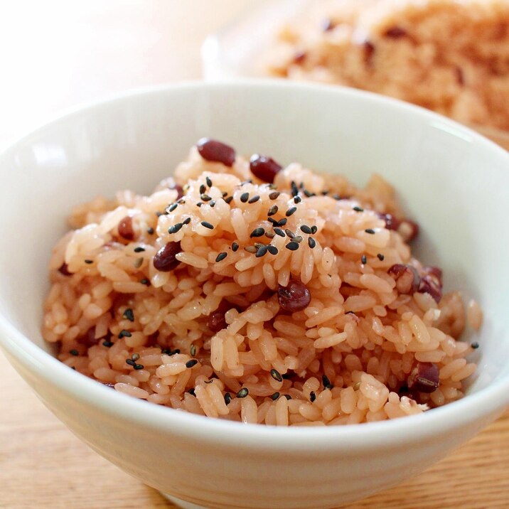 5で覚える/炊飯器でお手軽に 小豆多めのお赤飯